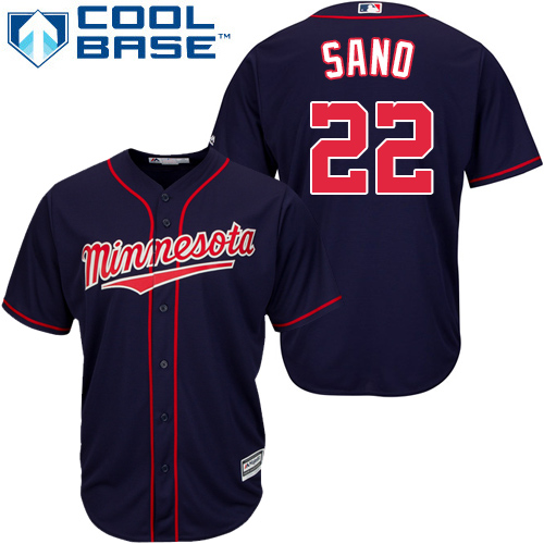 Twins #22 Miguel Sano Navy blue Cool Base Stitched Youth MLB Jersey